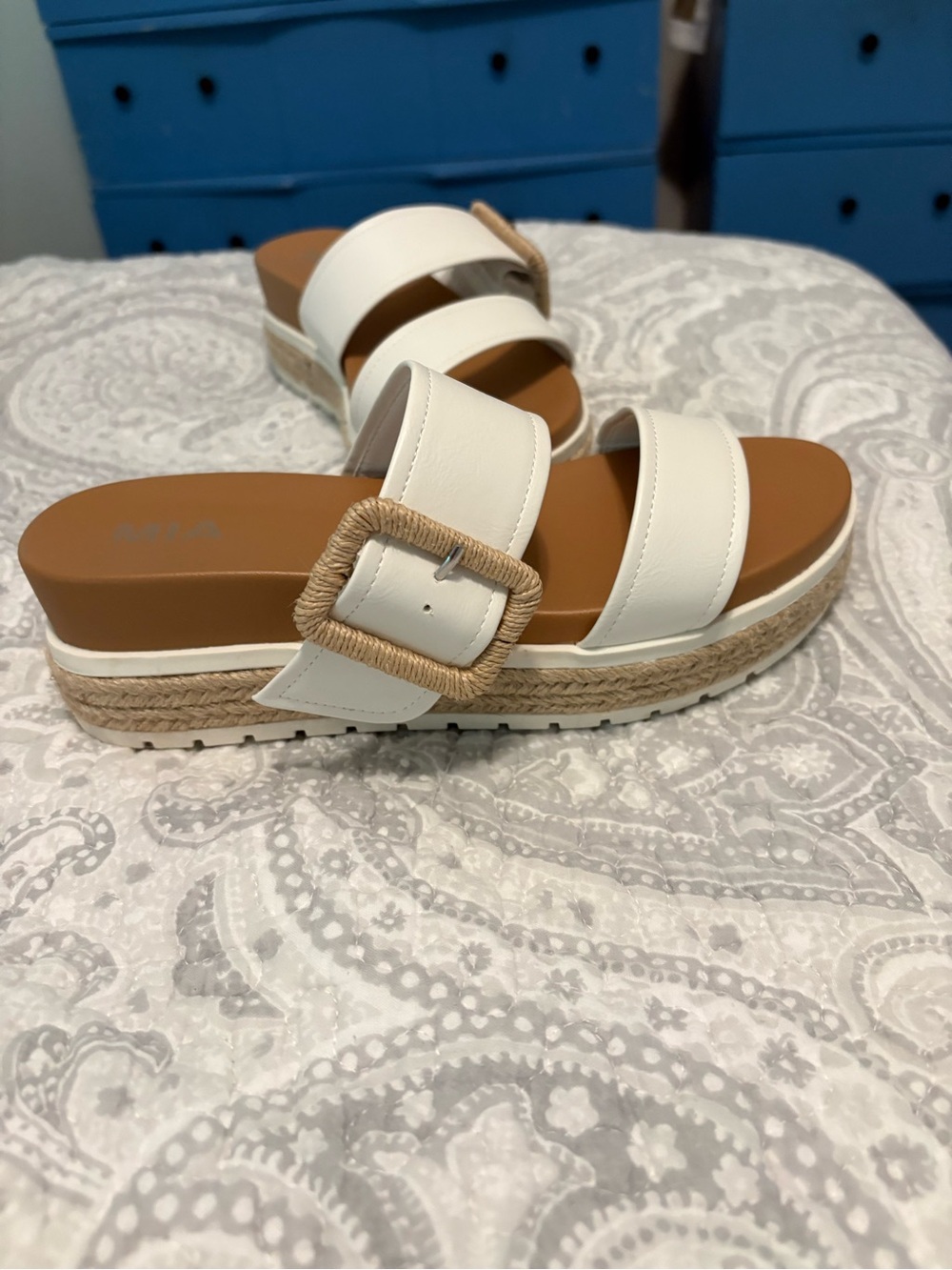 Mia Espadrille Platform Slide Sandals with Buckle detail